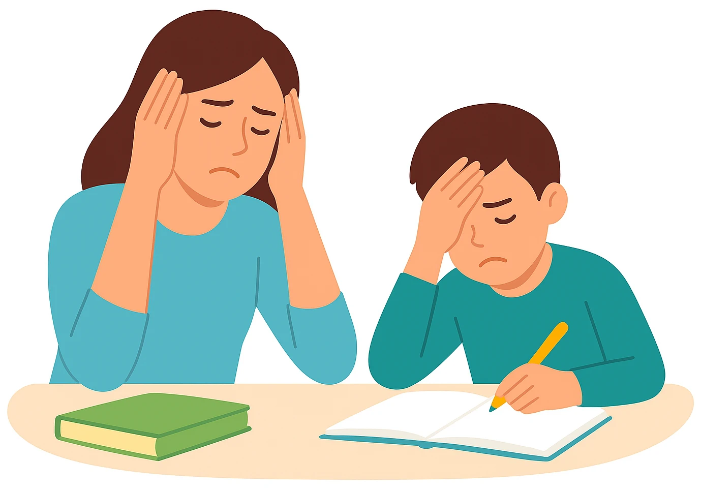 син з мамою виконують домашнє завдання